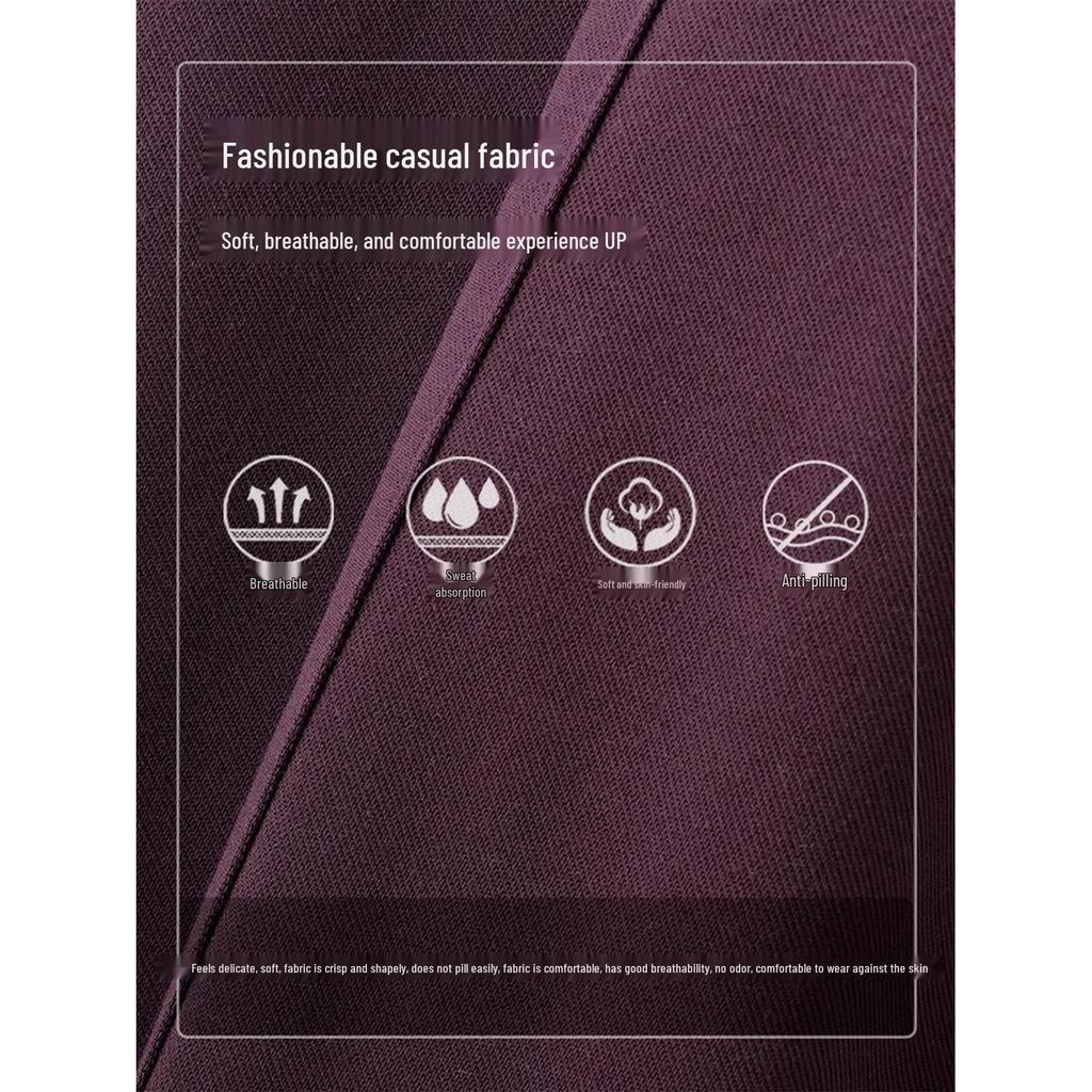 High-End Women's Purple Scimitar Spring 2025 Slimming Wide-Leg Pants with Elastic Waist