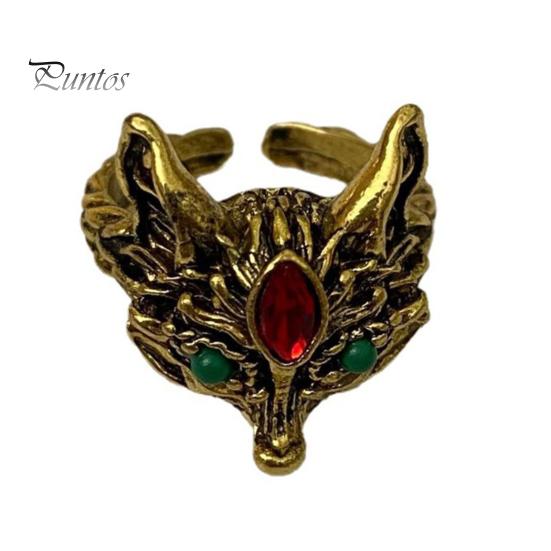 

Кольцо в виде лисы в винтажном стиле, регулируемое открывающееся кольцо со стразами, полированное, для вечеринок и клубов, индивидуальное кольцо из сплава золотистый