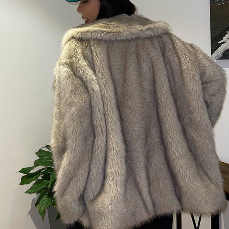 Autumn and winter new thickened imitation fox fur coat medium and long environmentally friendly coat women's plush women's light luxury