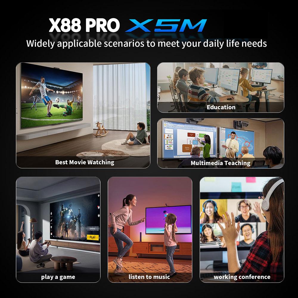 X88 Pro X5M TV Box Android14 Amlogic S905X5M Support 4K HDR Dual Wifi BT5.0 Set Top Box