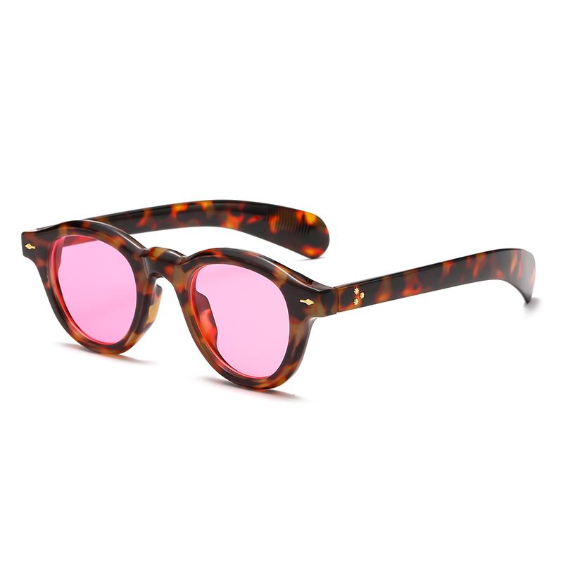 Fashion Oval Leopard Print Sun Glasses Vintage Rice Nail Glasses INS Men Women Concave Style Versatile Sunglasses
