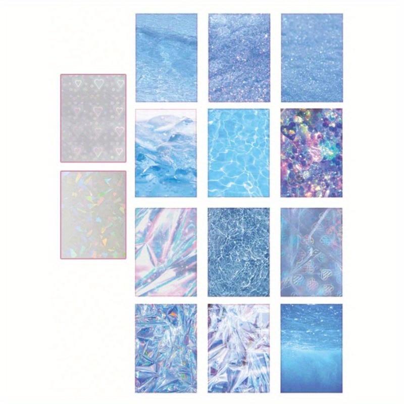 14pcs/Pack Large Size Light and Shadow Glitter Textured Material Sticker 3 Kinds of Materials Adhesive Background Stickers Decorative Diary Junk