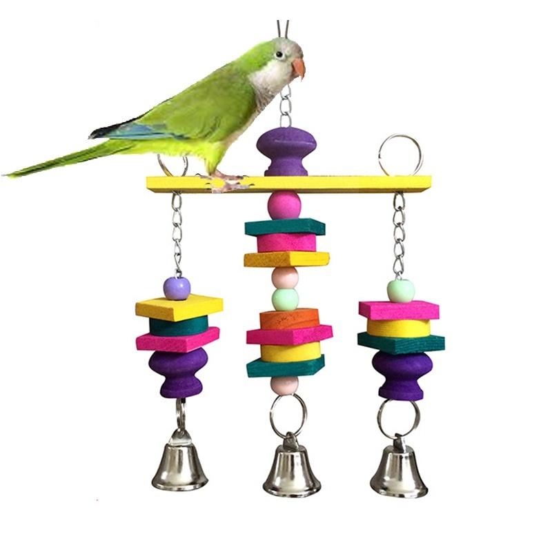 Articole pentru animale de companie de uz casnic Jucărie colorată pentru păsări Papagal Leagăn de lemn suspendat Clopoței Peruchie Papagal Mic Cockatiel Articole Unelte Accesorii