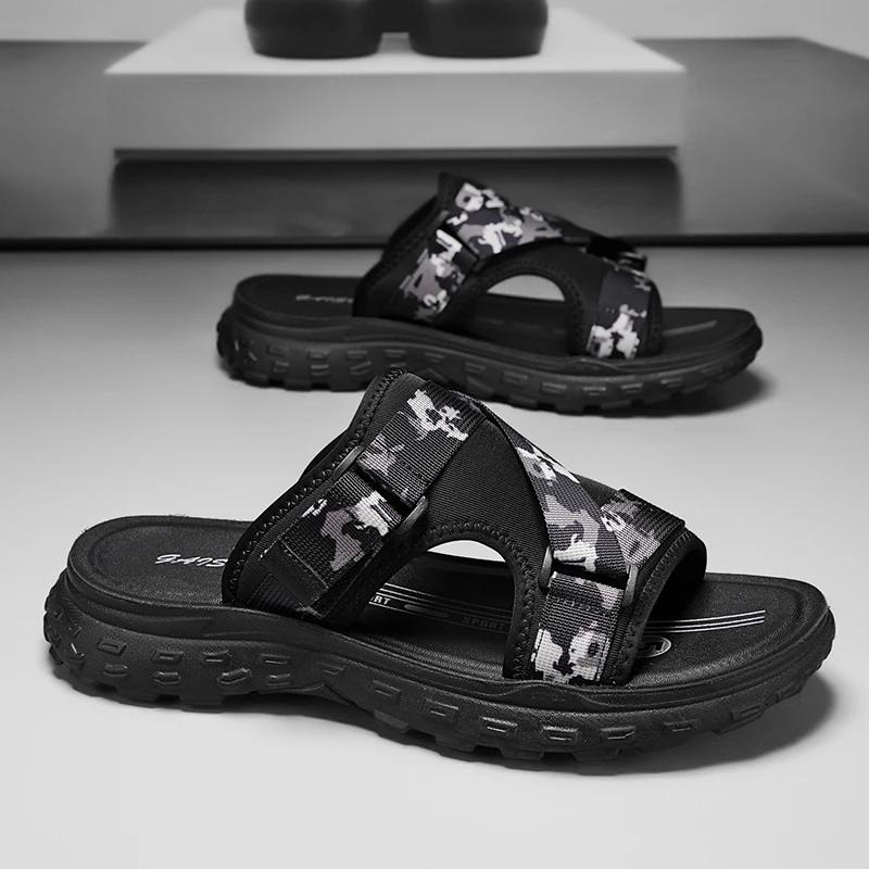Men's Summer Slippers Thick Bottom Hard-wearing Shoes Men Sandals Outdoor Mens Slip-on Casual Beach Slides High Quality