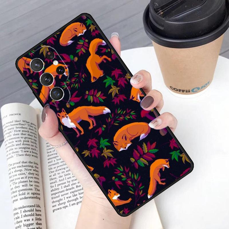 Autumn Leaves Fall Fox phone case Cover For Samsung Galaxy S24 S25 Ultra S21 S22 Ultra S10E Note 10 Plus Note 20 FE S23