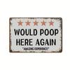 Vintage Metal Poster Poop Here Again Funny Wall Art Toilet Decor
