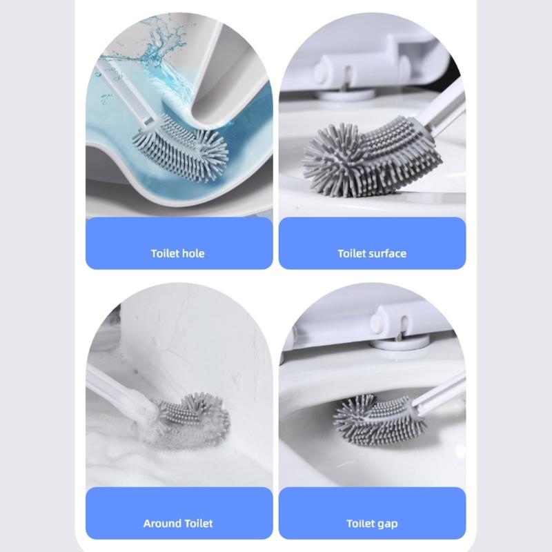 Household Toilet Bowl Brush Bathroom Cleaning Tools Flexible Bendable Silicone Bathroom Toilet Cleaning Brush Enduring