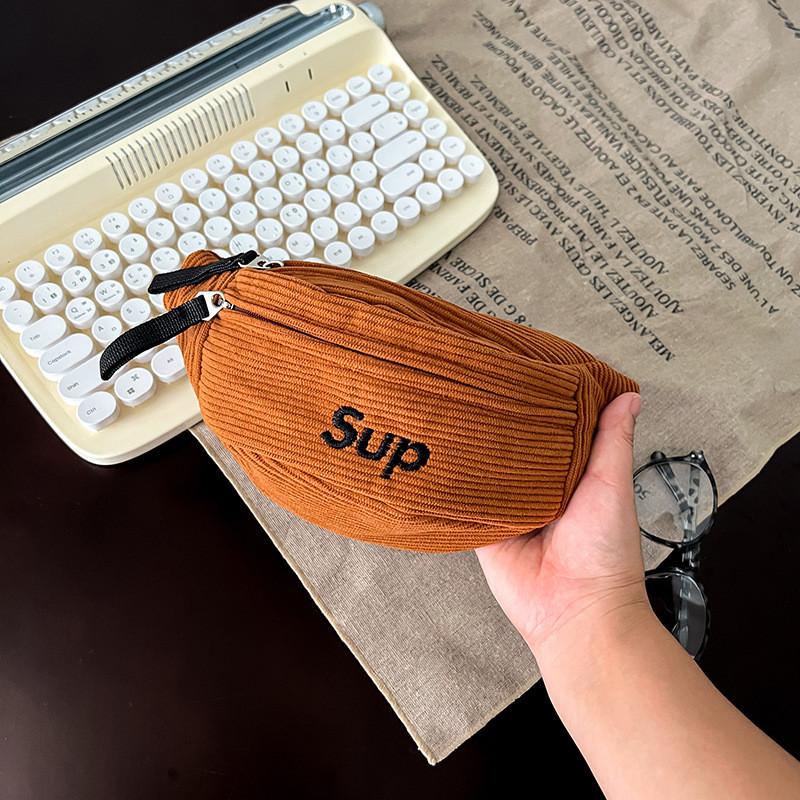 Stylish Corduroy Children's Chest Bag For Boys And Girls With Trendy Letter Design
