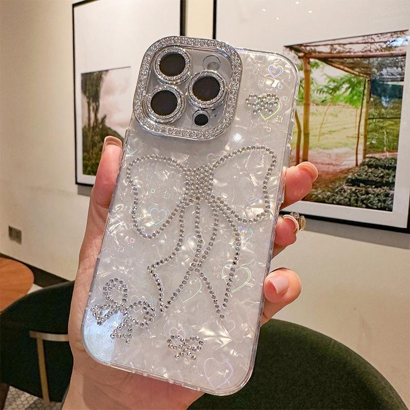 

Creative Rhinestone Bow Tie Apple Phone Case For Iphone17Pro Hollow Butterfly High Sense 16 Women S 15 iPhone 11