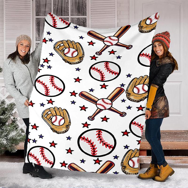 Baseball Theme Printed Blanket - Perfect for Couch, Bed, Travel & Outdoor Use | Machine Washable, Cozy & Durable.