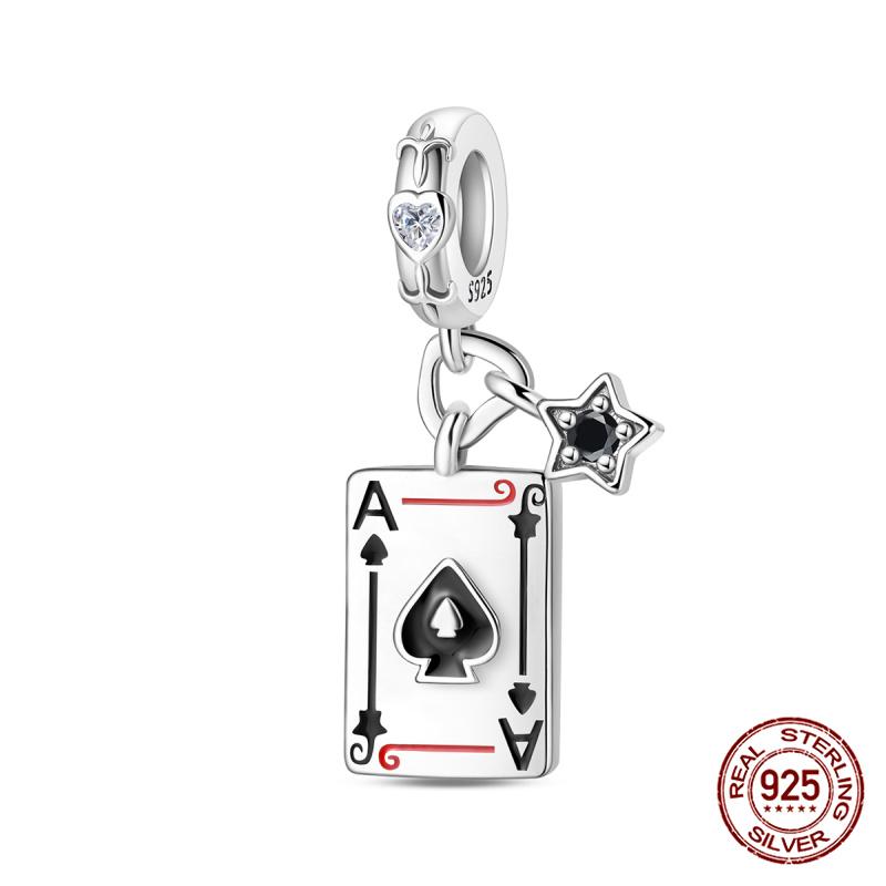 New Original 100%Copper Playing Cards Red Heart K Flush Charms Fit Originalbracelet Diy Jewelry Making Women Gift
