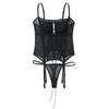 CINOON Women Sexy Corset Lingerie Bustier Strappy Bodysuit Lace Push Up Bra Shaper Gather Slimming Breathable Fabric Underwear