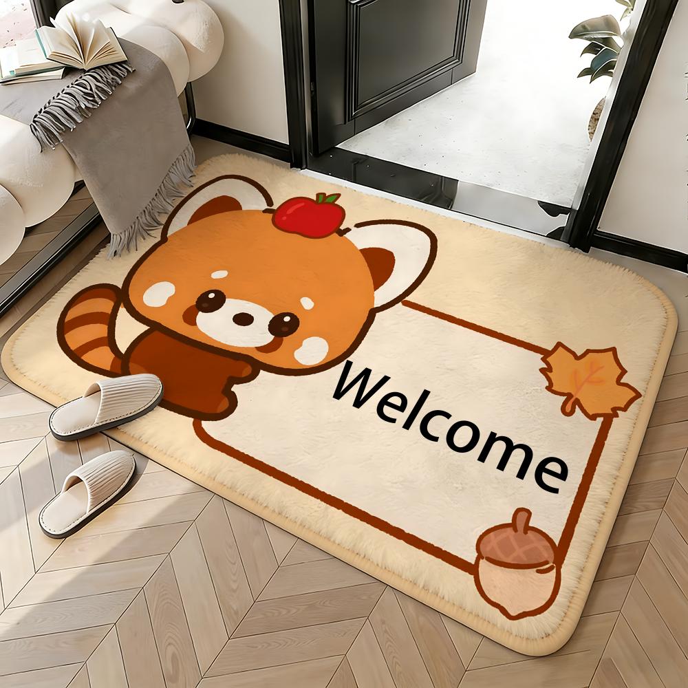 Soft Absorbent Non-Slip Rug Animal Red Panda Floor Mat Home Decor Doormat Bedroom Floor Mat Shower Carpet