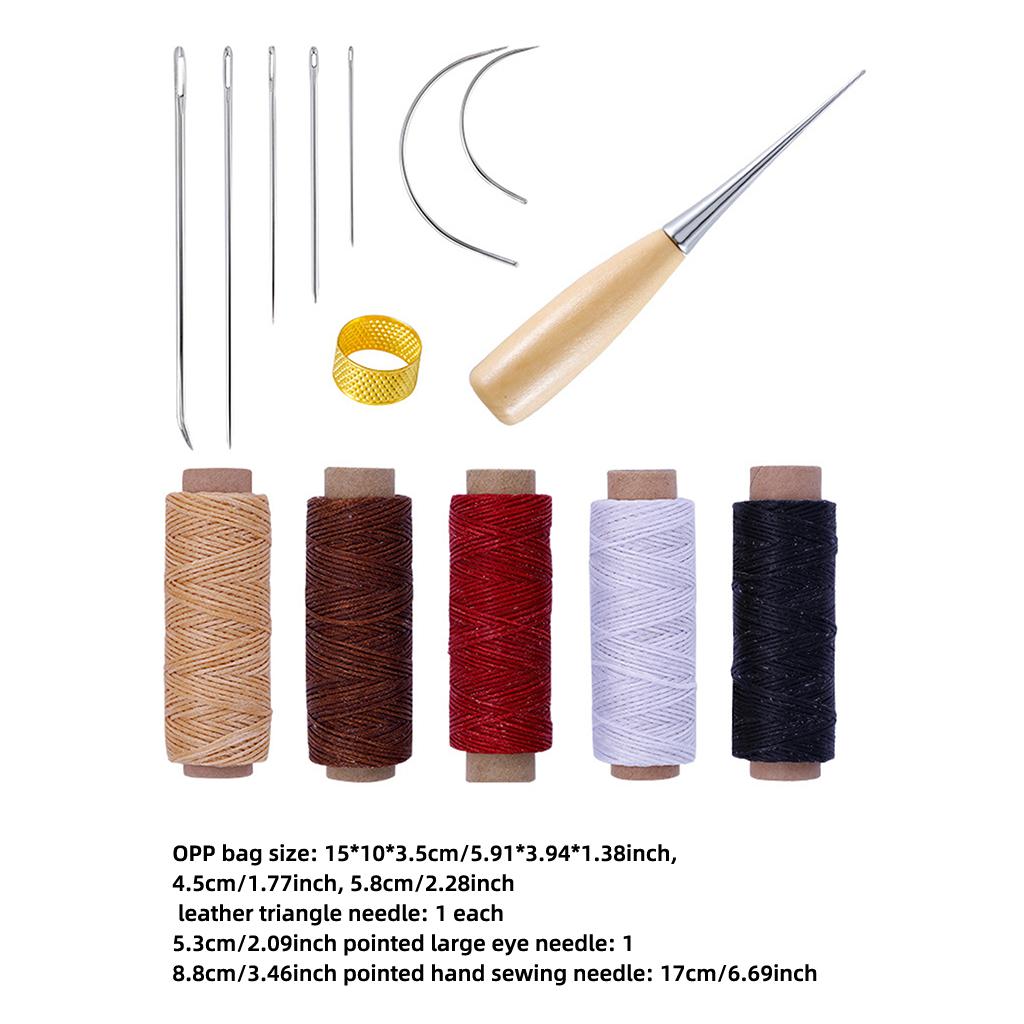 Leather Sewing Kits DIY Leather Repair Tool Included Sewing Awl Thread Thimble Yarn Needle Leather Craft Tool Set