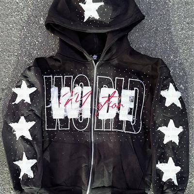 European and American Winter Personalized Street Hip Hop Style Loose and Comfortable Multi Color Warm Zipper Hoodie