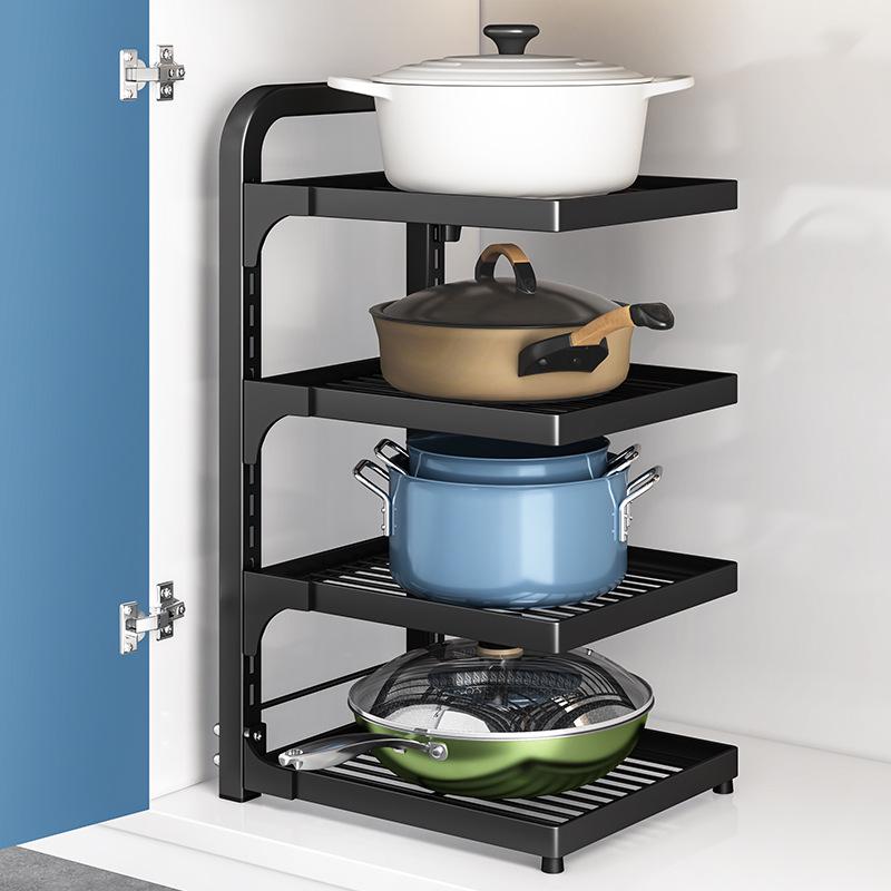 Multi-Layer Kitchen Pot and Cookware Storage Rack for Cabinets