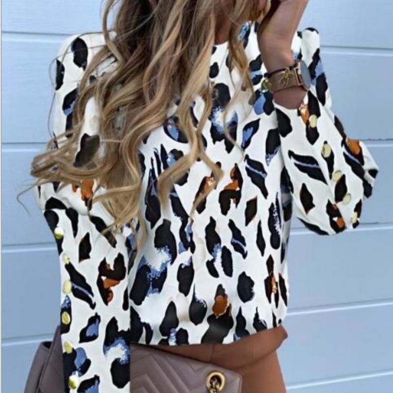 Fashion Long Sleeve Button Pineapple Printed Shirt Women Elegant Round Neck Casual Blosue Women Clothing Simple Vintage Office Lady Tops 24194