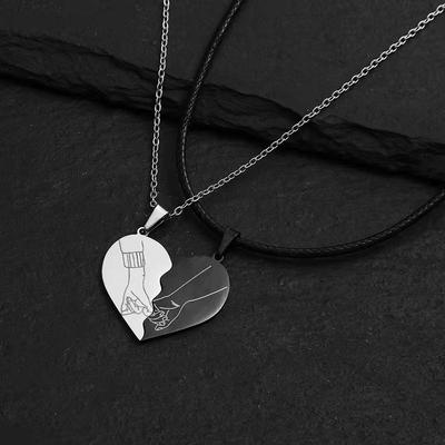 Moda Acciaio Inossidabile Cuore Puzzle Serratura Chiave Ciondolo Collana Ciondoli Collane Per Amanti Gioielli San Valentino