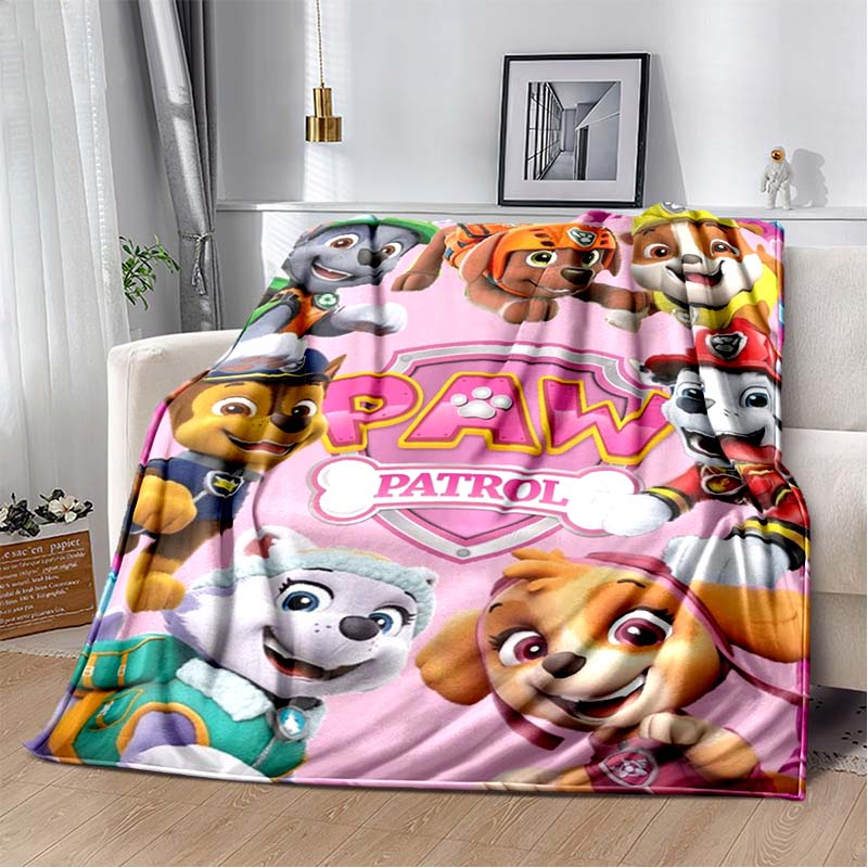 PAW Patrol Cartoon Printed Flannel Blanket Soft Warm All Season Throw For Kids Bedroom Sofa Indoor Home Decor Housewarming Gift
