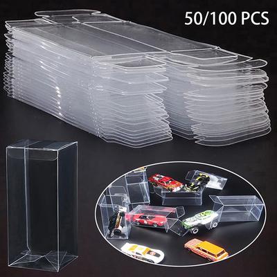 50/100 Peças Estojo de Exibição de PVC Plásticos Pequena Caixa de Armazenamento Transparente Para Modelo de Carro Matchbox Recipiente de Proteção à Prova de Pó Suprimentos para Brinquedos