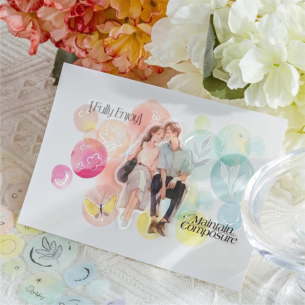 Colored Ink Wash Pattern Speckled Decorative Die-cutting Tape DIY Scrapbook Decoration Album Envelope Diary Marking Stationery