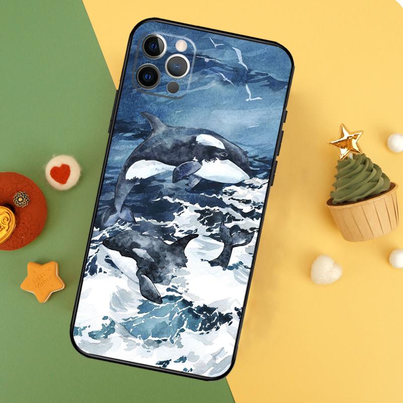 

Shark and Killer Whale Phone Case For iPhone 17 16 16E 15 14 12 11 13 Pro Max 12 13 Mini 17Air Shockproof Cover iPhone 13Pro MAX