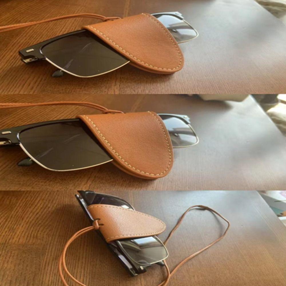 Sunglasses Storage Lanyard Glasses Clip Neck Hanging Pu Leather Magnetic Hat Clip Portable   Beach