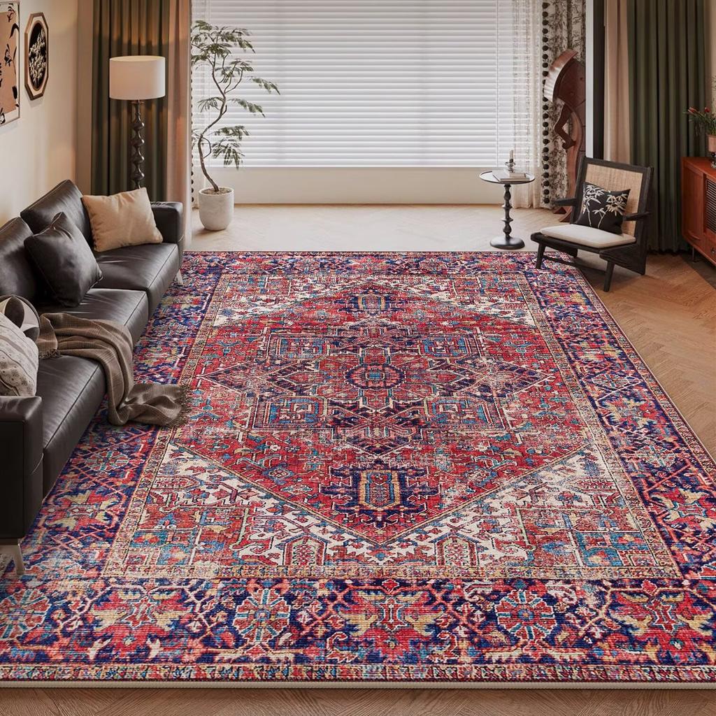 Vintage Light Luxury Living Room Carpet Persia Machine Washable Decoration Coffee Tables Bedroom Rug Plush Mat