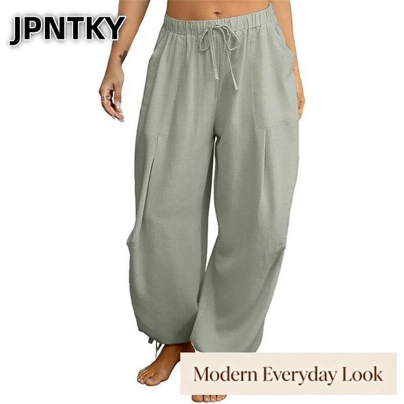 JPNTKY Women's Fashion Casual Solid Color Print Pants & Capris