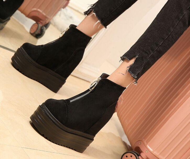 Fashion 2025 Winter New Female Women Boots British Wind Increased 13CM High Heel Platform Boots Fashion Plus Velvet Women's Shoes