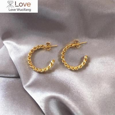 Fashion Circle Hoop Earrings Women Gold Color Stainless Steel C Shape Earring Jewelry Anneaux Boucle D 'Oreille E9530s02
