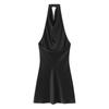 Women's Wholesale European and American Summer Sexy Halter Silk Satin Textured Neck Collar Mini Dress