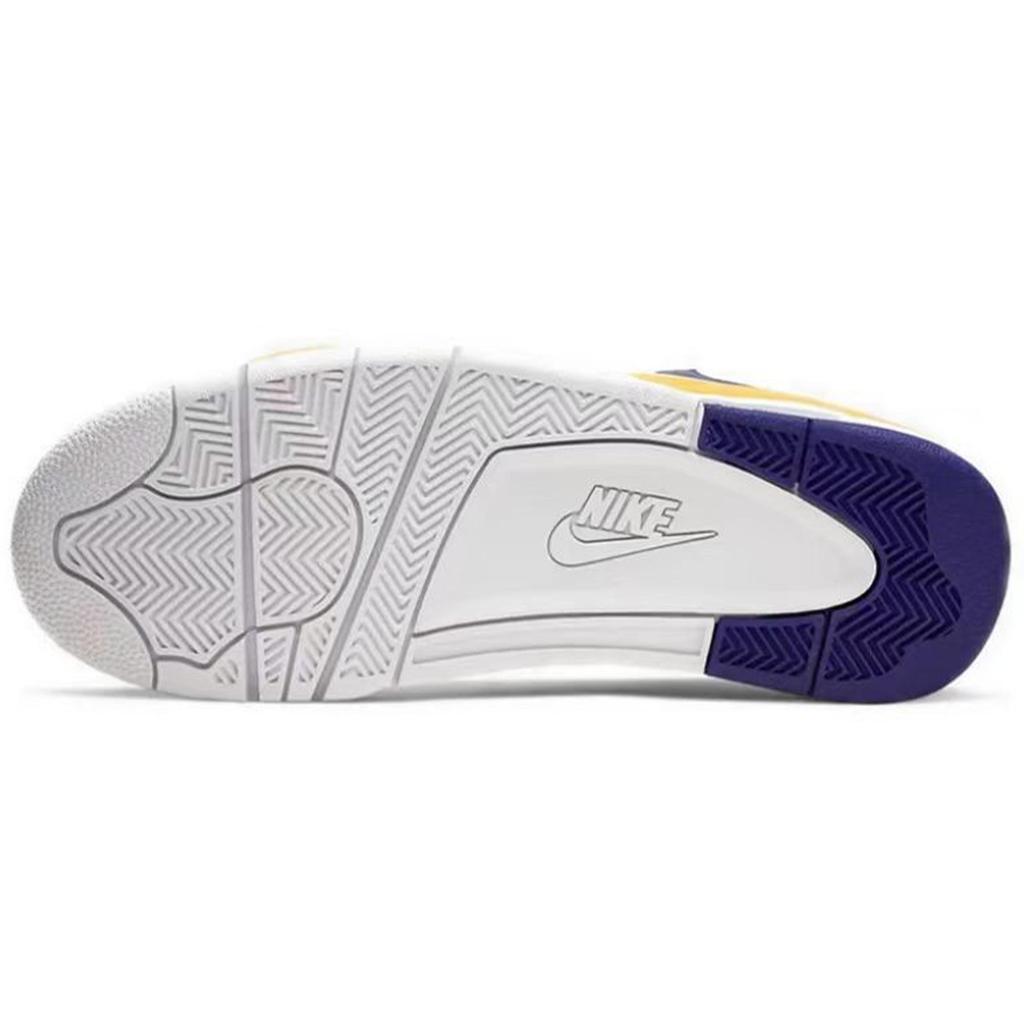 Nike Flight Legacy Cushioning Anti-Slip And Wear-Resistant Mid-Top Vintage Basketball Shoes Men's White Blue Yellow BQ4212-102(Team188-)