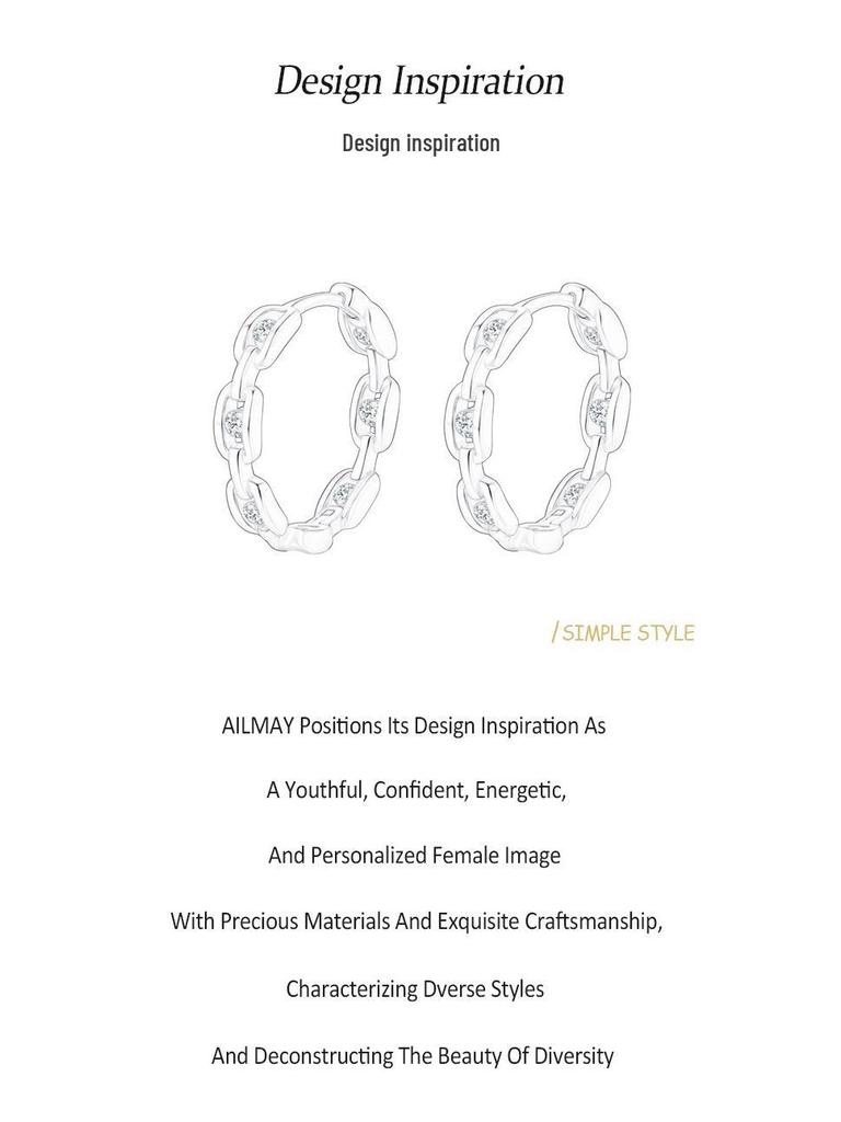 Tide S925 Sterling Silver Diamond Ear Hoops - Women's Punk Cold Style Fashion Earrings
