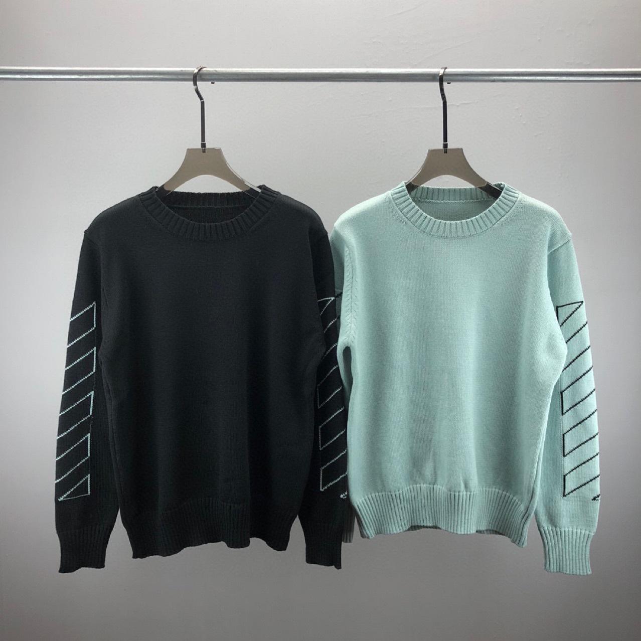 Chic European Unisex Arrow Jacquard Wool Sweater XL