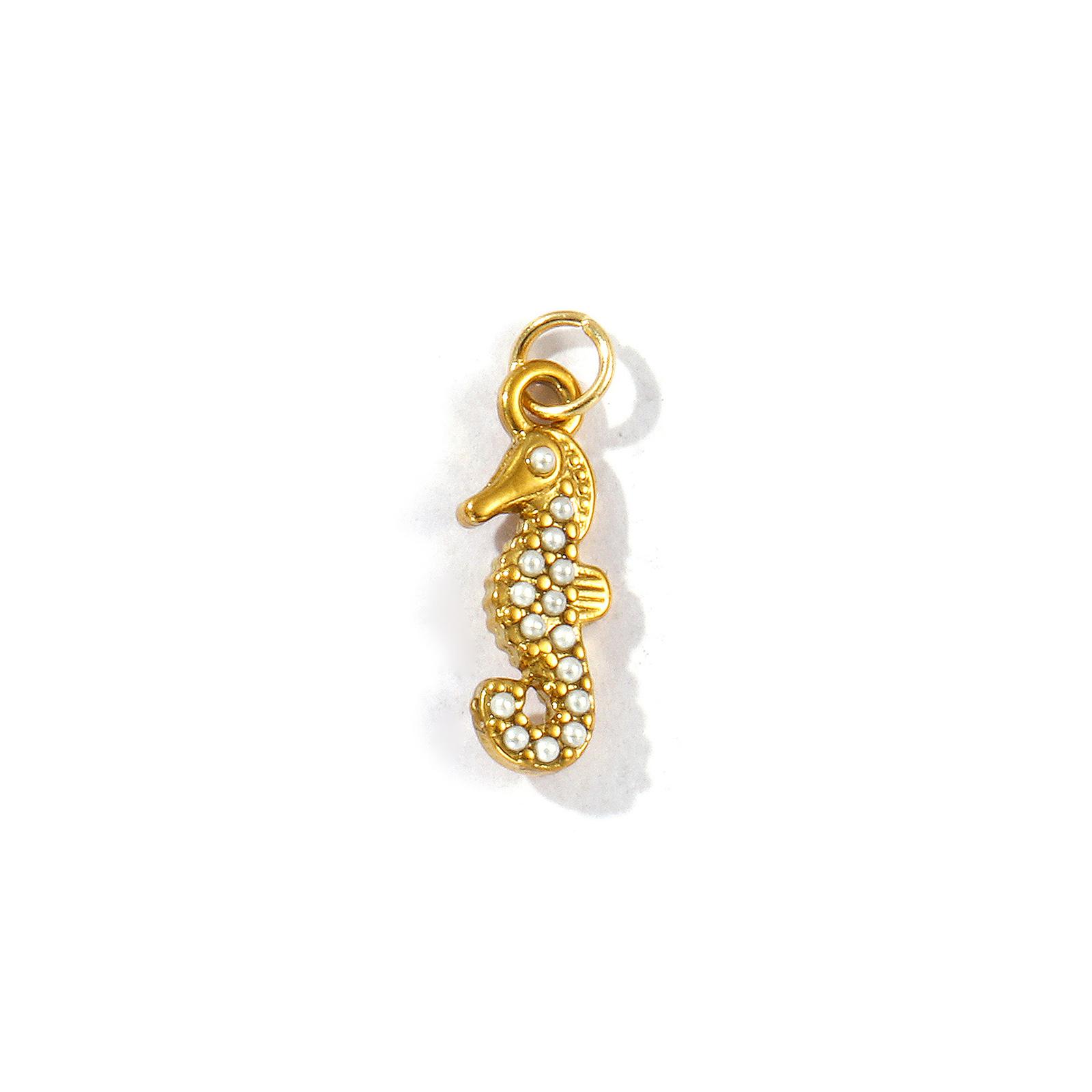 

2 PCs 304 Stainless Steel Ocean Jewelry Charms 18K Gold Plated Acrylic Imitation Pearl Crab Turtle Conch Pendants For DIY Making
