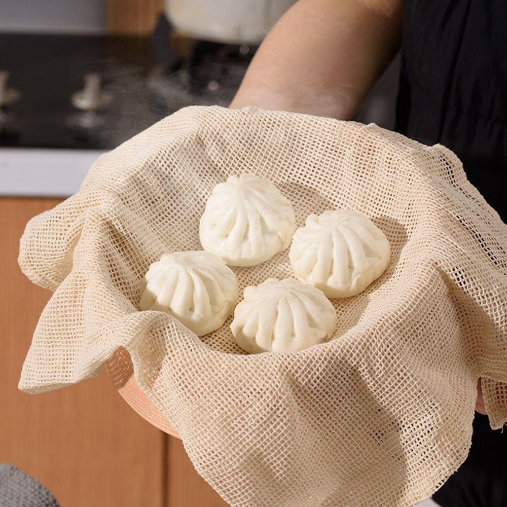 Thickened Steam Basket Liner Reusable Cotton Mesh Cloth Durable Steamer Cloth Buns Steaming