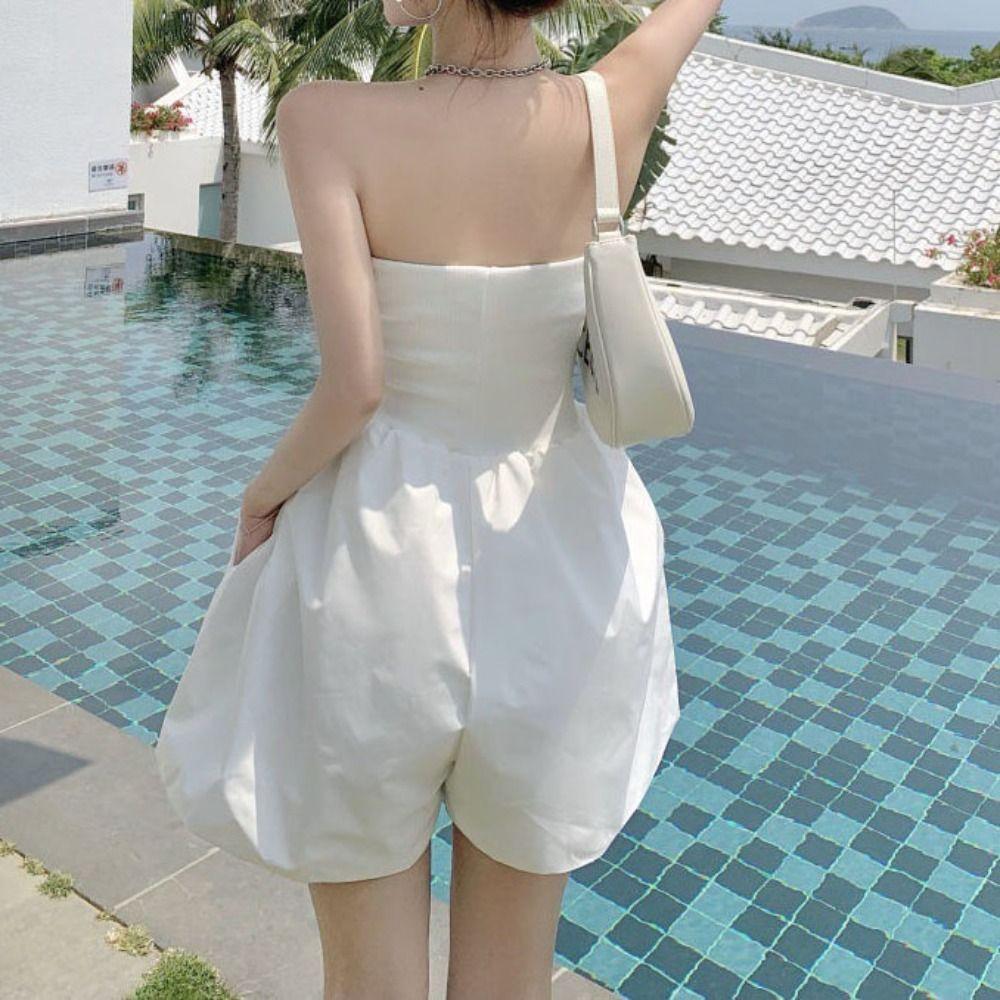 Sleeveless Strapless Jumpsuit Shorts Wide Leg High Waisted Clothing Party