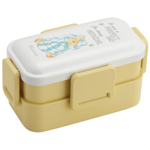 Skater Antibacterial Soft-Serving Dome-Shaped Lid, Two-Tier Lunch Box, 600ml, Disney Fluffy Winnie-the-Pooh Design, Made in Japan, PFLW4AG-A