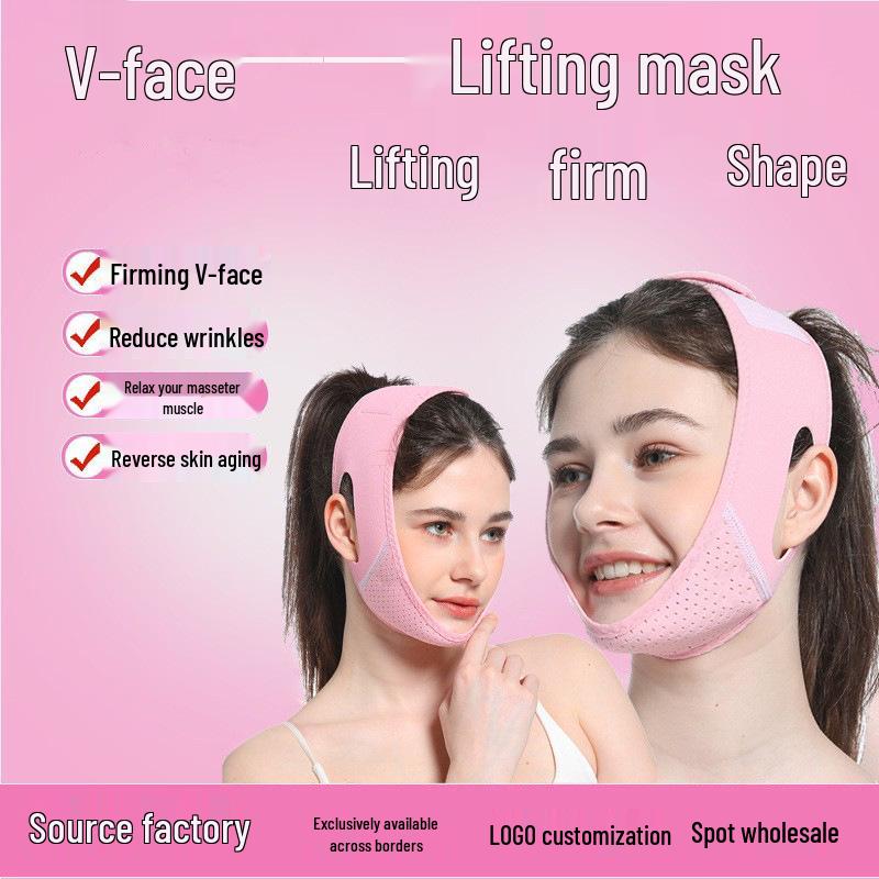 

Breathable V-Face Lifting Bandage: Slimming Double Chin Tightening Sleep Mask One Size розовый