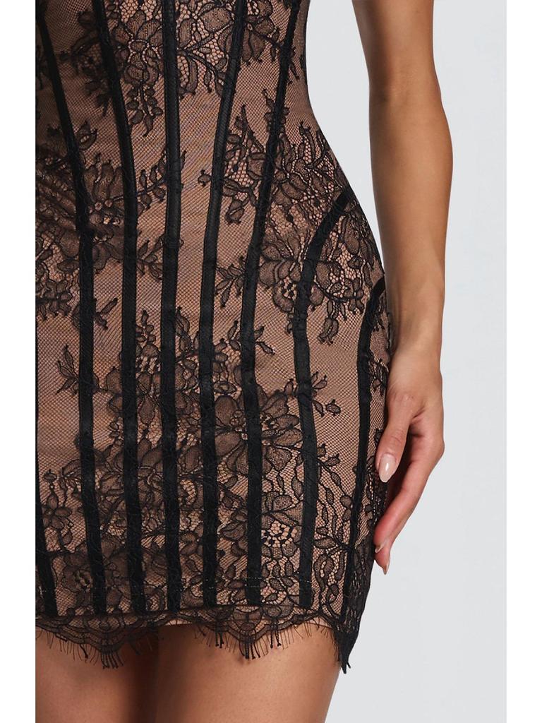 2026 Spring/Summer Women's Lace Bandeau Striped High-Waisted Slimming Dress