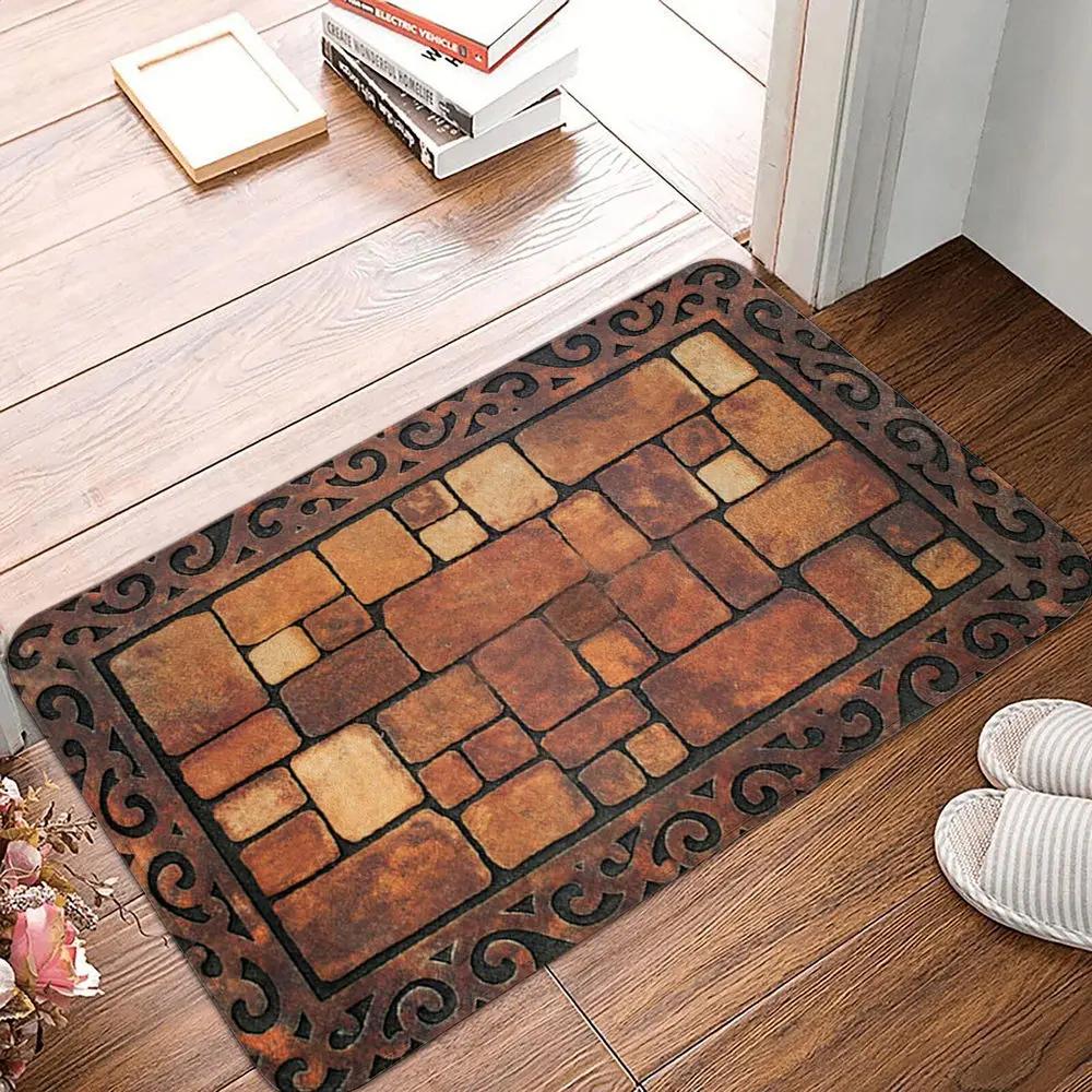 Covor de bun venit cu pietre de pavaj 3D, covoare pentru casă, baie, living, balcon, scară, bucătărie, hol, covor de arie antiderapant