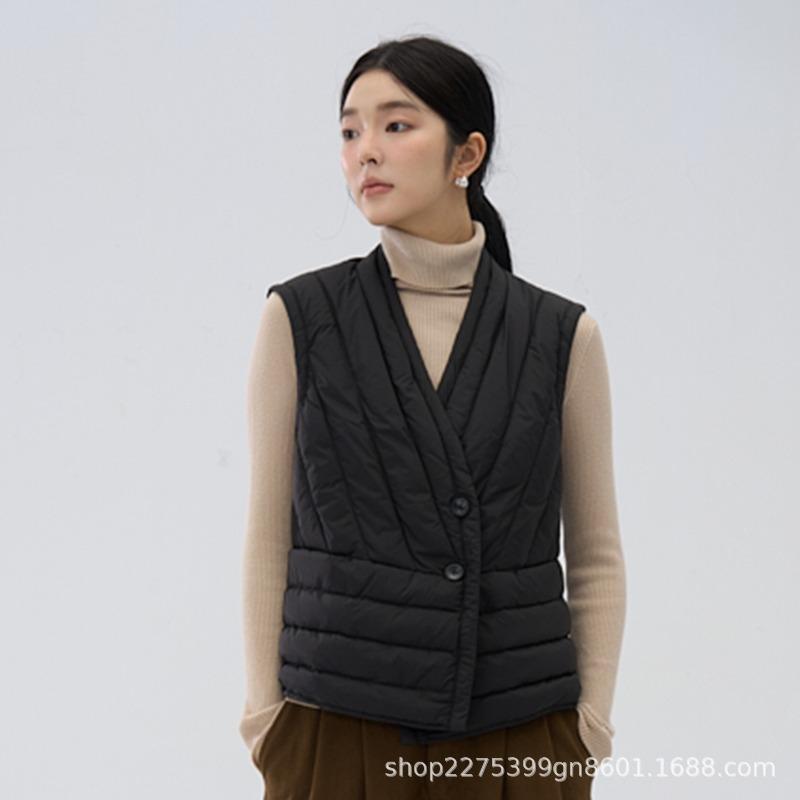 

New collarless liner women s vest light down jacket large size vest jacket XXL светло-синий