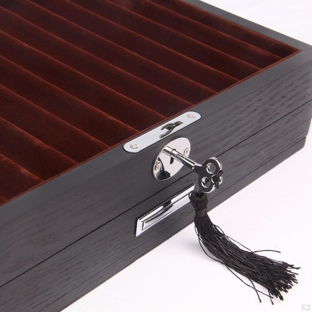 Retro Wooden Pen Pencil Display Case Slot Storage Box Collector Container School office and home