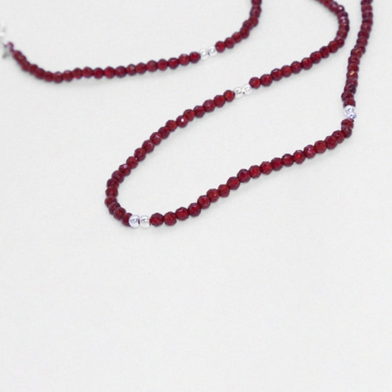 Kiee Oshimu (Silver925) 203 Red Silver Beads Necklace