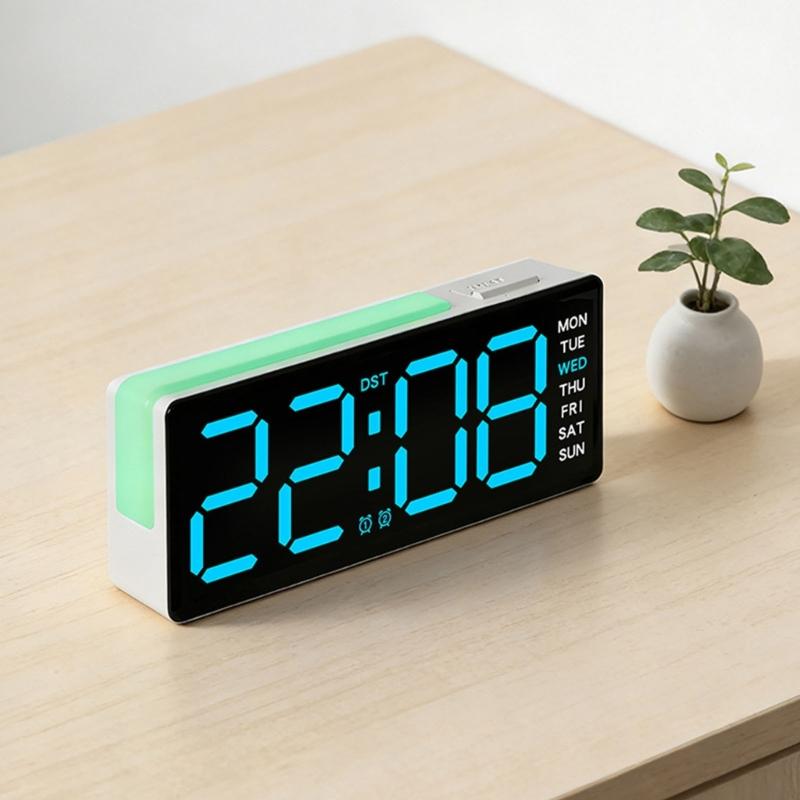 Digital Alarm Clock for Bedroom Desk Clock for Living Room Bedroom with Large Number,Dimmer,Loud Alarm Day of Week