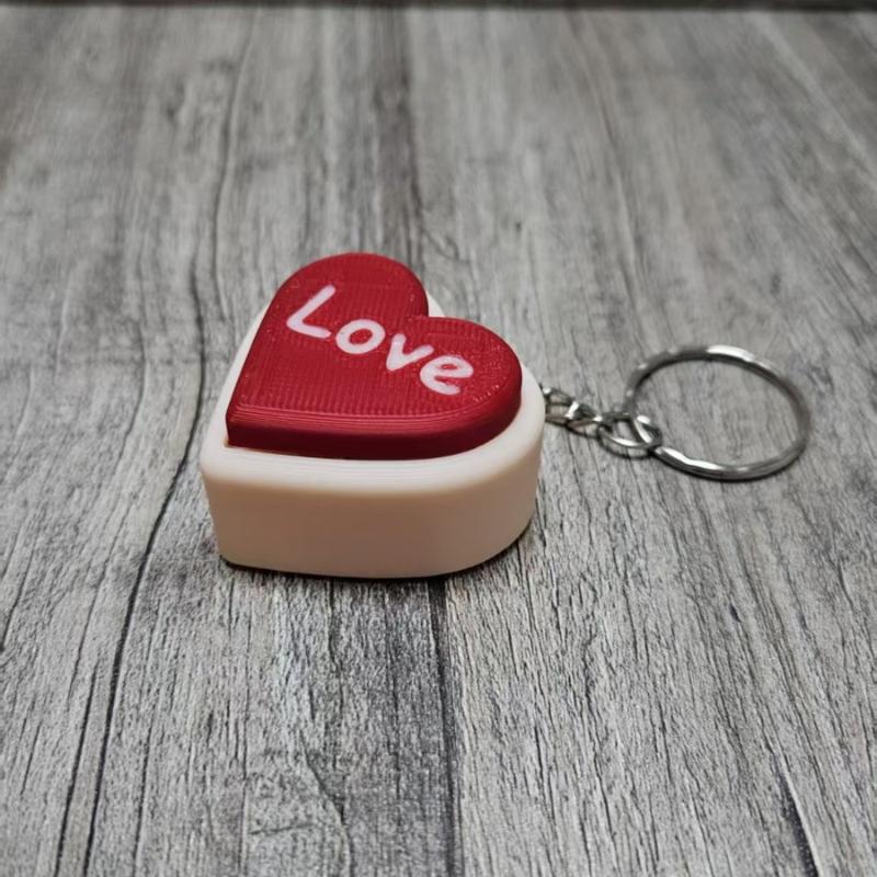 3D Printed Cat Paw Clicker Key Chain Pendant Love Heart Button Key Ring Cartoon Bag Hanging Decor