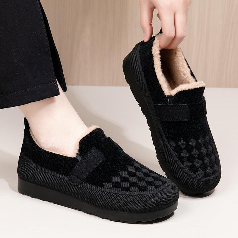 Winter New Cloth Shoes Women's Shoes Velvet Warm Middle and Old Cotton Shoes Grandma Shoes Non-slip Flat Mother Shoes