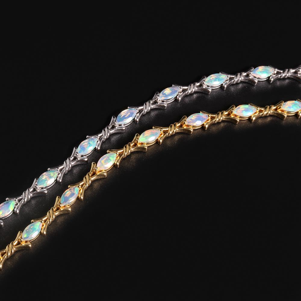 Cross Design Color Rich Natural Opal Gem Bracelet Beautiful and Elegant S925 Silver Ladies and Girls Daily Wear Fine Jewelry