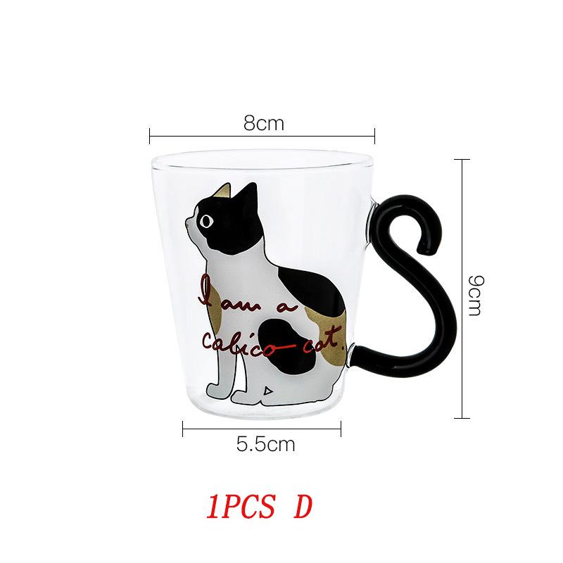 1-2pcs 250 ml Cute Black Cat Glass Coffee Mug Set Handgrip Animal Shaped Milk Water Juice Mugs Tea Cup Japanese Style Gift